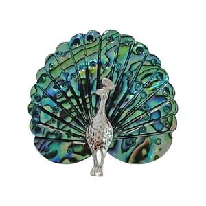 Vintage Abalone Peacock Brooch